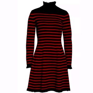 1901 Fit and Flare Ruffled Sweater Dress